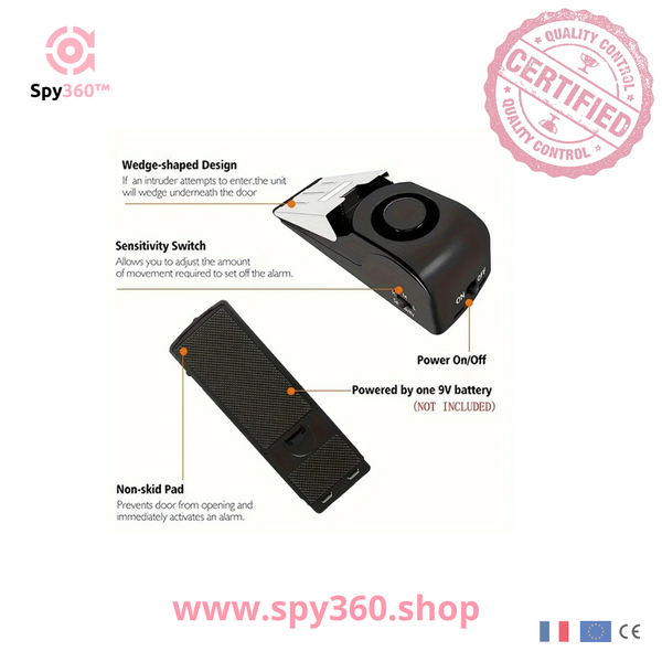 Spy360™ | Alarme porte stop 125dB - Sécurité ultime